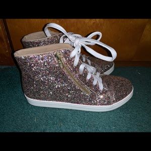 Madden Girl Rainbow Glitter High Top Sneakers